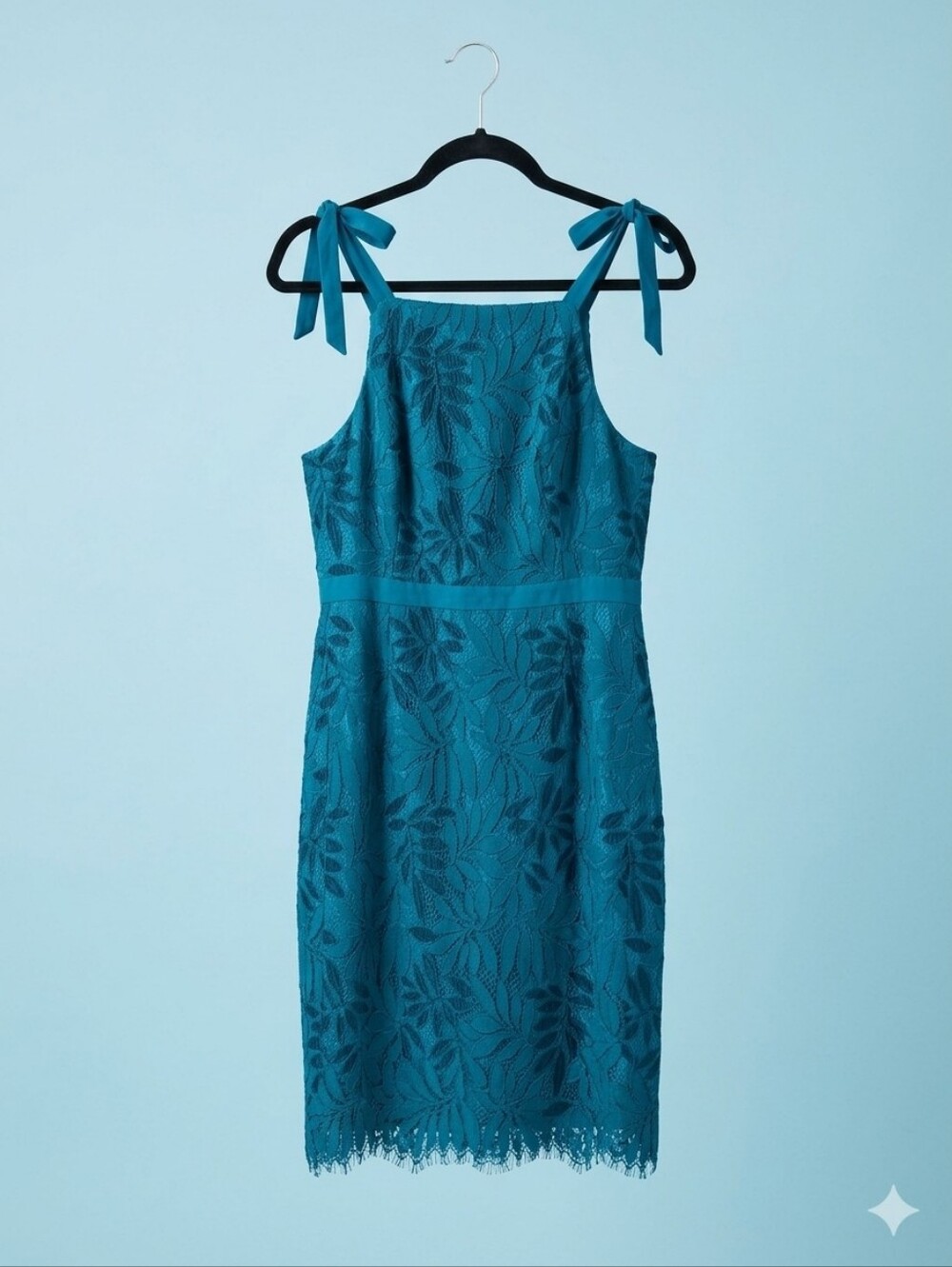 Lilly Pulitzer Kayleigh Teal Lace Shift Dress Tie Straps Size 8